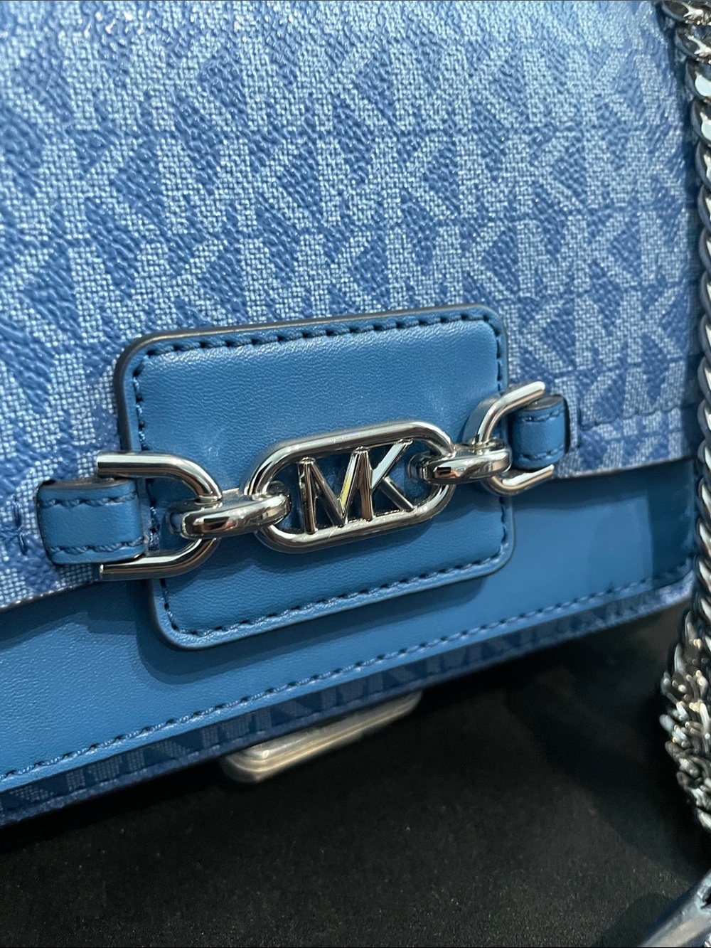 Michael Kors Blue Signature Shoulder or Crossbody bag with Silver Hardware - Picture 11 of 16